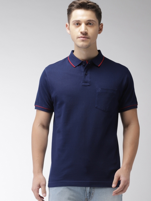 

Indian Terrain Men Navy Blue Solid Polo Collar T-shirt