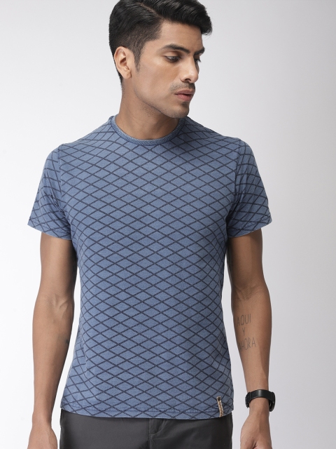 

Indian Terrain Men Blue Printed Round Neck T-shirt