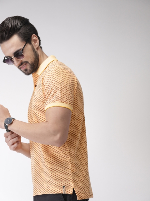 

Indian Terrain Men Yellow Printed Polo Collar T-shirt