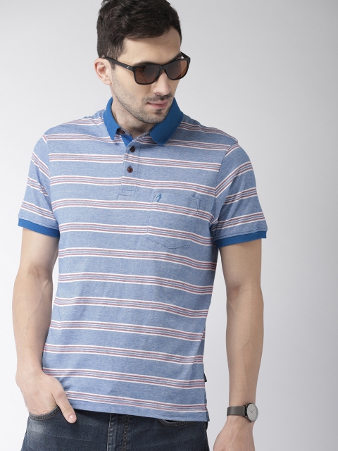 

Indian Terrain Men Blue & Red Striped Polo Collar T-shirt