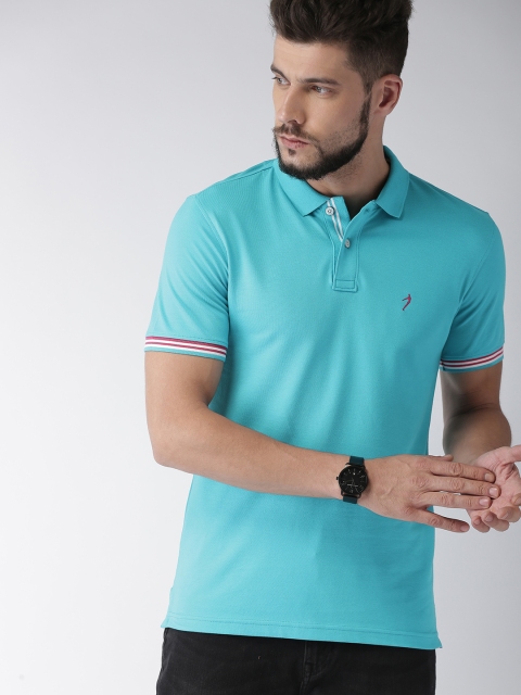 

Indian Terrain Men Blue Solid Polo Collar T-shirt