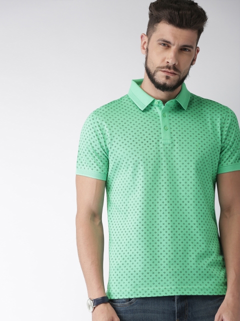 

Indian Terrain Men Green Printed Polo Collar T-shirt