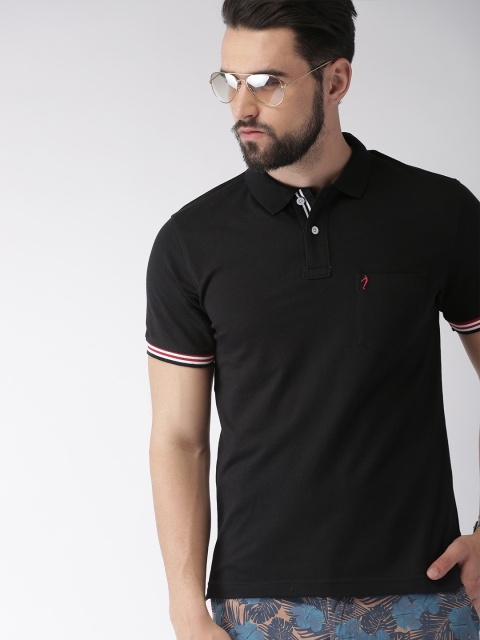 

Indian Terrain Men Black Solid Polo Collar T-shirt