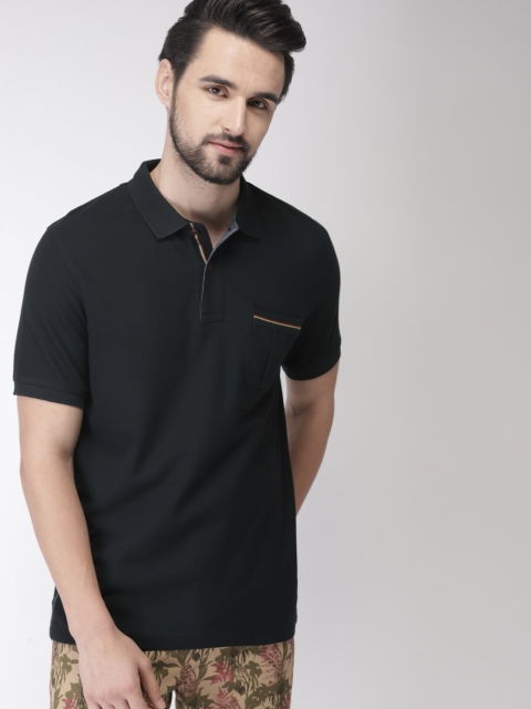 

Indian Terrain Men Black Solid Polo Collar T-shirt