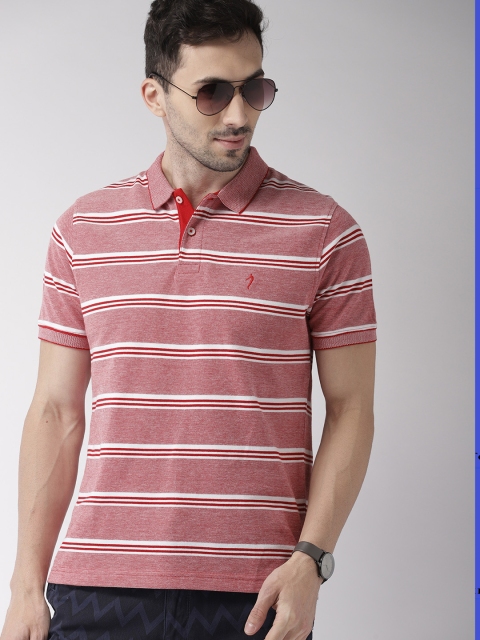 

Indian Terrain Men Red Striped Polo Collar T-shirt