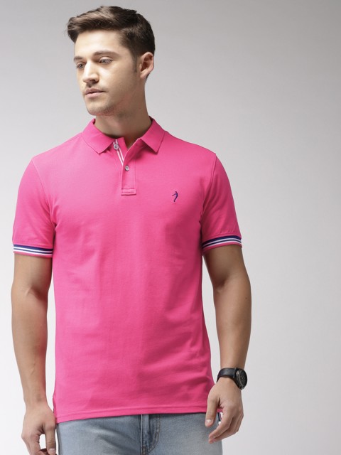 

Indian Terrain Men Fuchsia Pink Solid Polo Collar T-shirt