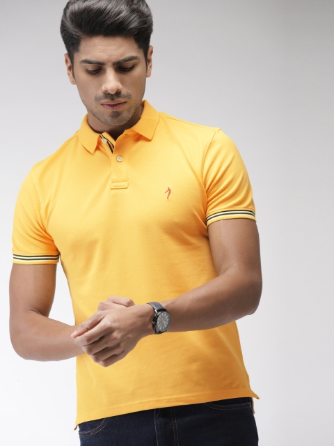 

Indian Terrain Men Mustard Yellow Solid Polo Collar T-shirt