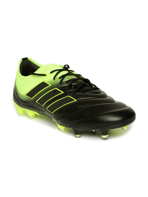 

ADIDAS Men Black & Fluorescent Green COPA 19.1 Firm Ground Textured Football Shoes