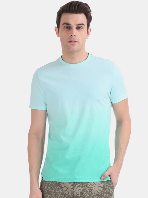 

Aeropostale Men Sea Green Dyed Round Neck T-shirt