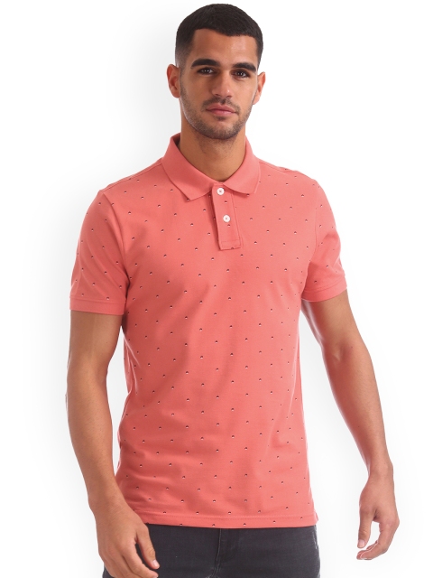 

Aeropostale Men Pink Printed Polo Collar T-shirt