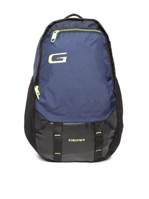 

Gear Unisex Navy Blue & Black Colourblocked Backpack
