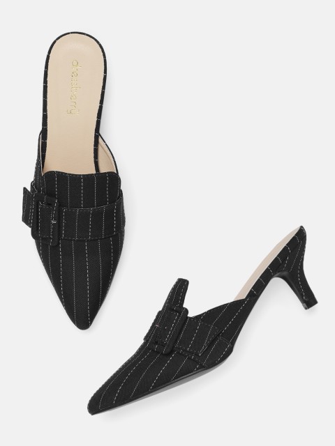 

DressBerry Women Black Striped Mules