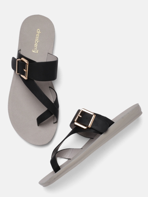 

DressBerry Women Black Solid Open Toe Flats