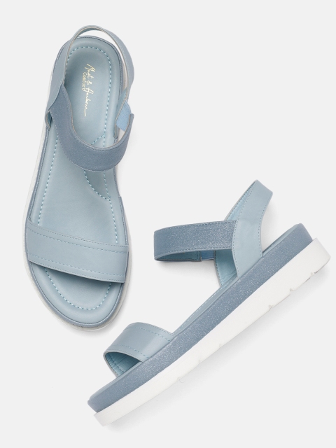 

Mast & Harbour Women Blue Solid Sandals