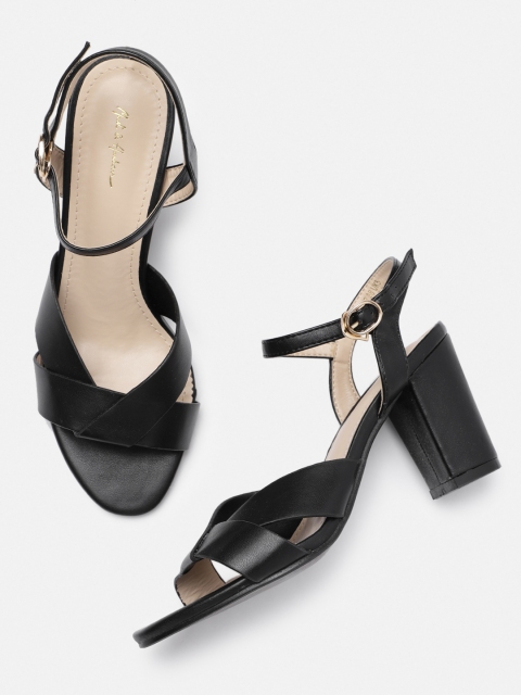 

Mast & Harbour Women Black Solid Sandals