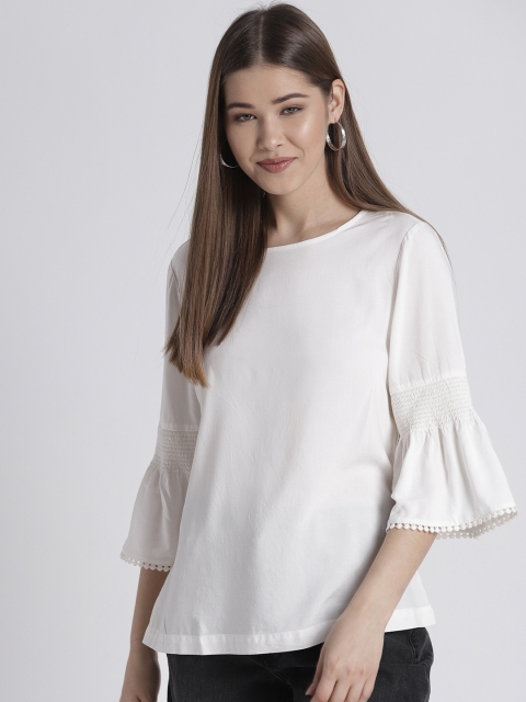 

GAP Women's Top with Smocked Sleeve, White
