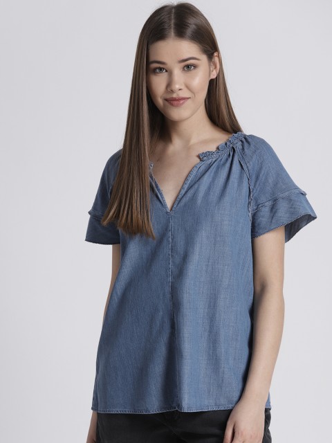 

GAP Women's Shortsleeve Flutter Zen Top, Blue