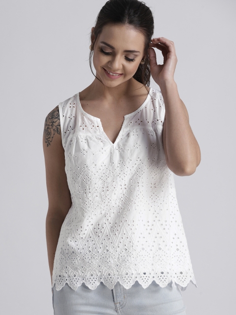 

GAP Women's Eyelet Pure Cotton Top, White