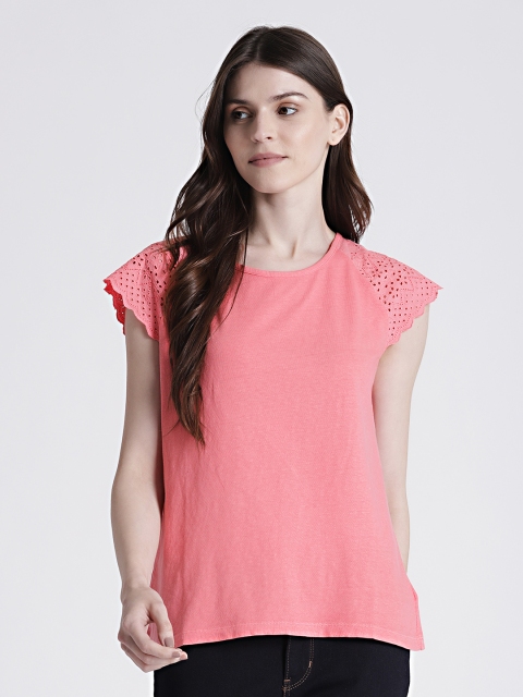 

Gap Women's Pink Short Sleeve Eyelet Top