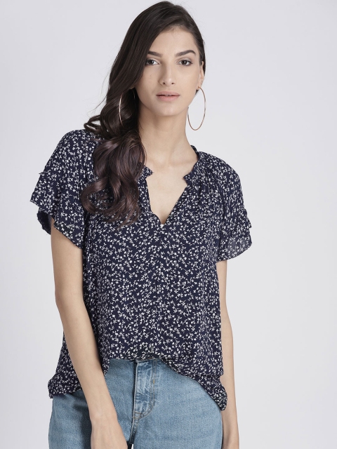 

GAP Women Shortsleeve Flutter Zen Top, Navy blue