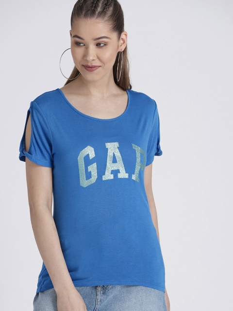 

GAP Women Blue Printed Top