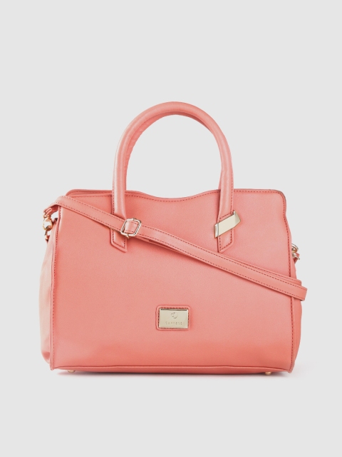 

Caprese Coral Pink Solid Handheld Bag