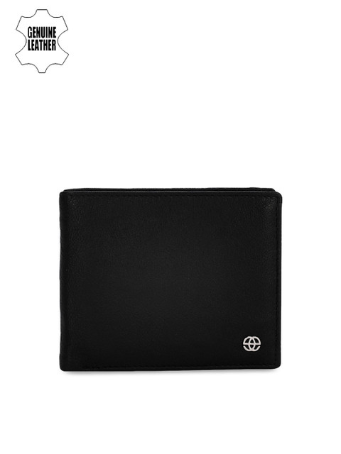 

Eske Men Black Solid Two Fold Leather Wallet