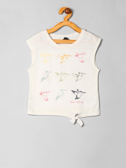 

GAP Girls White Embroidered Graphic Knot Tee