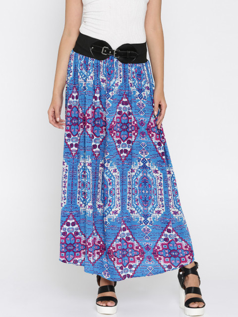 

Akkriti by Pantaloons Blue Printed Maxi Skirt