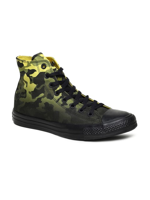 

Converse Unisex Yellow & Black Printed Textile High-Top Sneakers