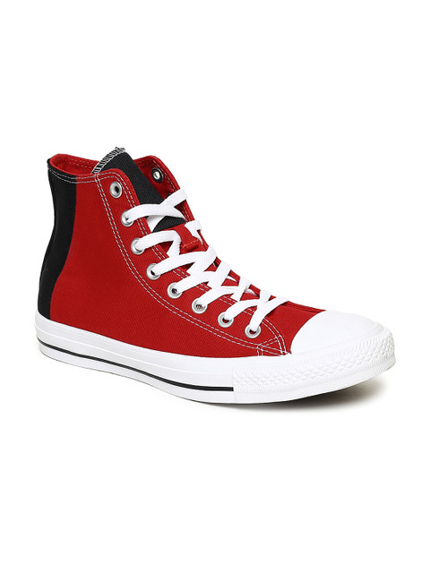 

Converse Unisex Red Textured Canvas Mid-Top Sneakers