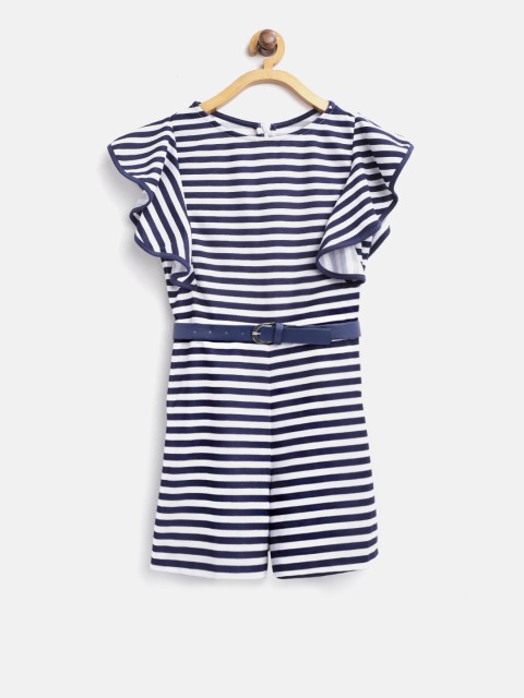 

Nauti Nati Girls White & Navy Blue Striped Playsuit