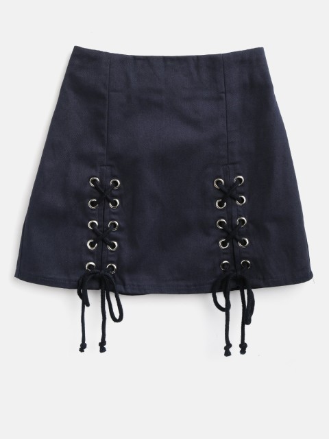 

Nauti Nati Girls Navy A-Line Pure Cotton Skirt, Navy blue