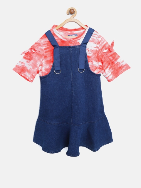 

Nauti Nati Girls Navy Blue Solid Denim Pinafore Dress