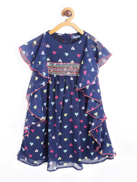 

Nauti Nati Girls Navy Blue Printed A-Line Dress