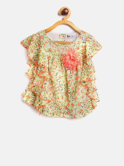 

Nauti Nati Girls Green & Pink Printed Top