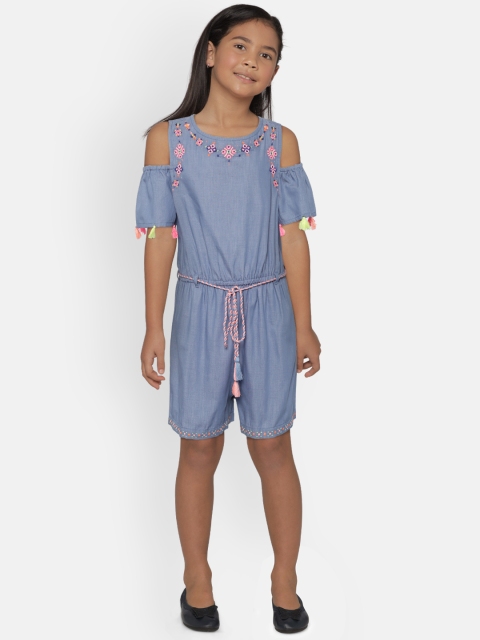 

Nauti Nati Blue Solid Cold Shoulder Playsuit