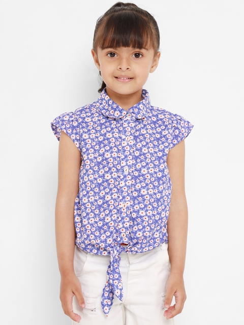 

Nauti Nati Girls Blue & White Regular Fit Printed Casual Shirt