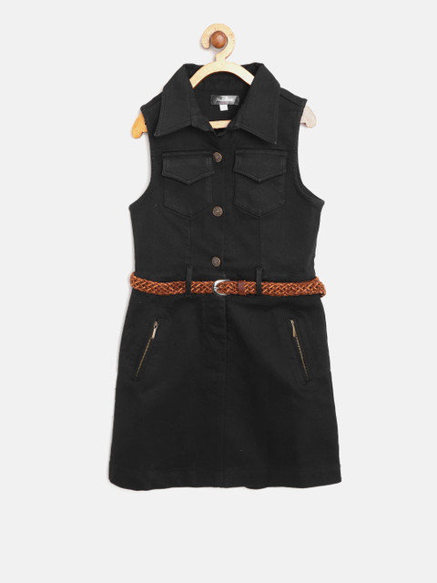 

Nauti Nati Girls Black Solid Shirt Dress
