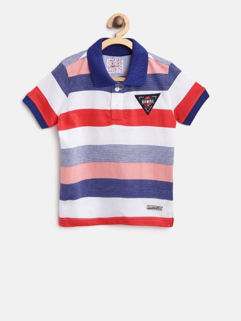 

Nauti Nati Boys White & Red Striped Polo Collar T-shirt