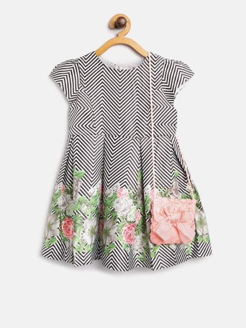 

Nauti Nati Girls Black & White Printed Fit and Flare Dress