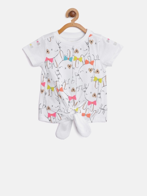 

Nauti Nati Girls White & Pink Printed Top