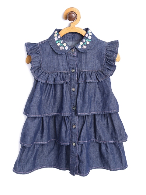 

Nauti Nati Girls Blue Solid Layered Shirt Dress
