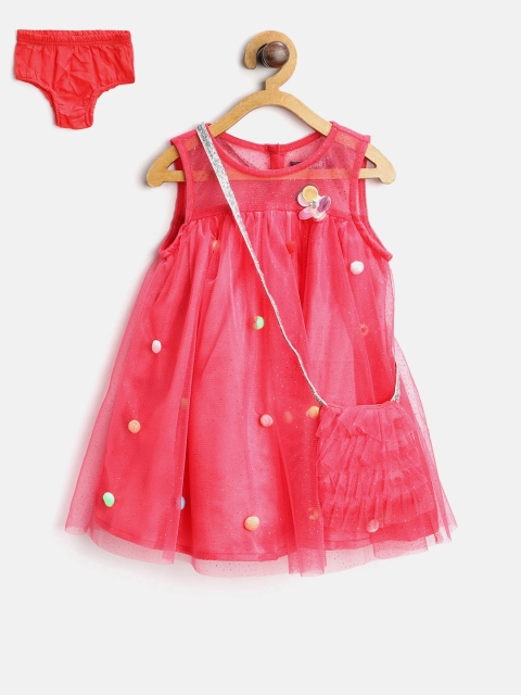 

Nauti Nati Girls Red Pom-Pom Detail A-Line Dress