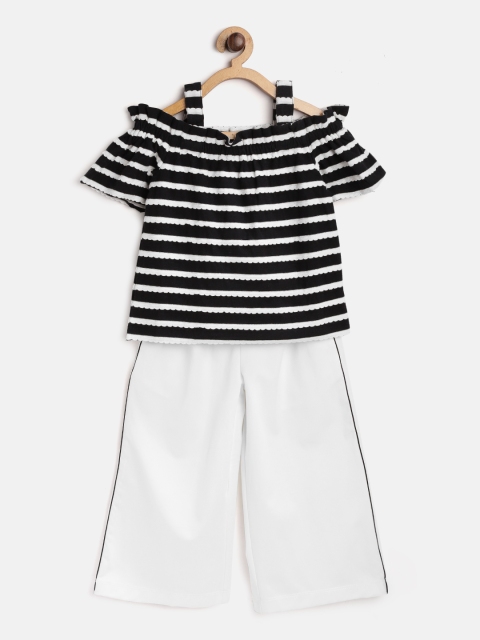 

Nauti Nati Girls Black & White Striped Bardot Top With Trousers