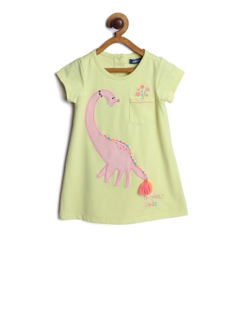 

Nauti Nati Girls Yellow Embroidered A-Line Dress