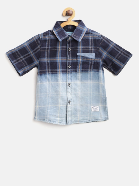 

Nauti Nati Boys Blue Regular Fit Dyed Checked Casual Shirt