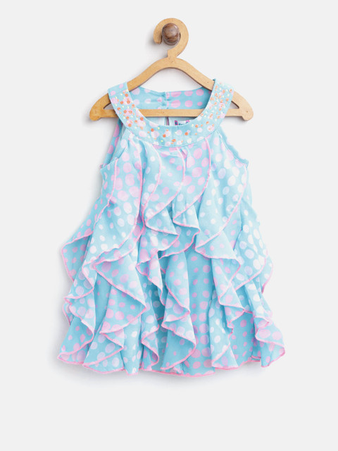 

Nauti Nati Girls Blue & Pink Printed A-Line Dress