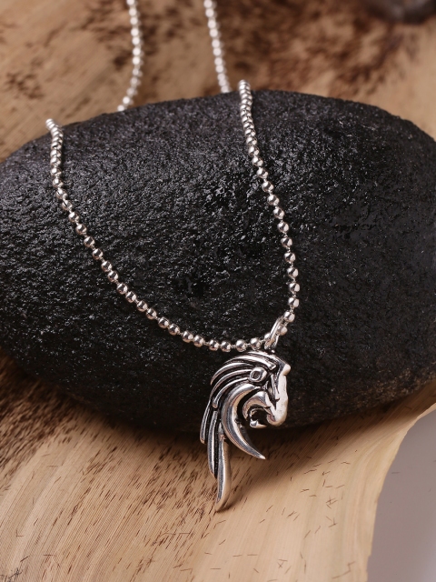 

Dare by Voylla Men Silver-Toned Handcrafted Pendant with Chain