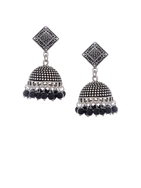 

Silvermerc Designs Silver-Plated & Black Oxidised Circular Jhumkas